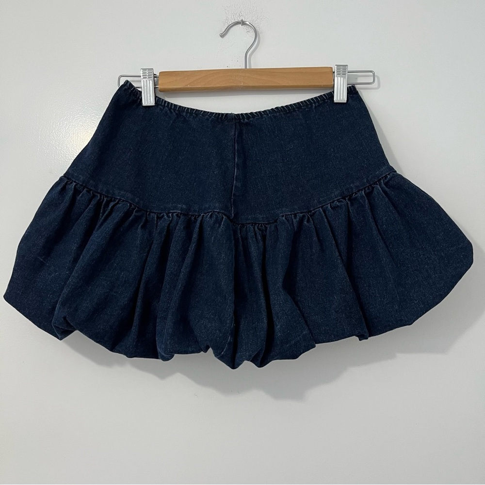 Micro Mini Bubble Denim Skirt Balletcore Coquette Sz Small